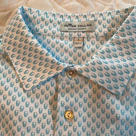 Peter Millar Crown Sport Hudson Printer Skulls Jersey Performance Polo. Size L - Picture 2 of 4